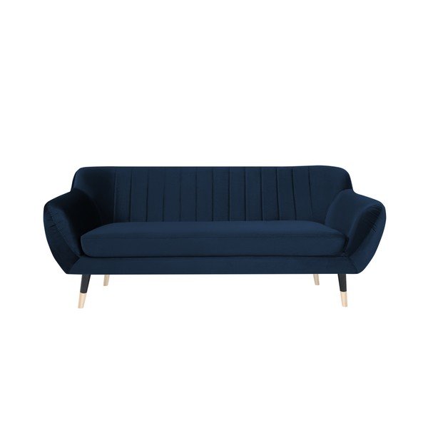 Divano blu scuro con gambe nere Benito, 188 cm - Mazzini Sofas