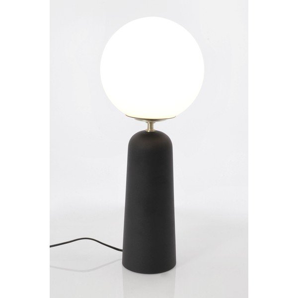 Lampada da tavolo nera in metallo con paralume in vetro (altezza totale 51 cm) Delphine – Bizzotto-image-1
