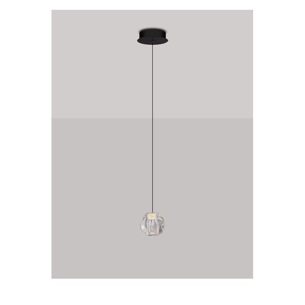 Lampadario LED nero opaco in metallo con paralume in vetro acrilico con intensità regolabile ø 10 cm Ifos – Nova Luce-image-3