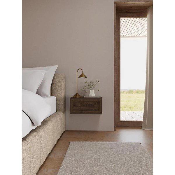 Comodino colore naturale scuro con effetto rovere da parete Palmdale – Actona-image-1