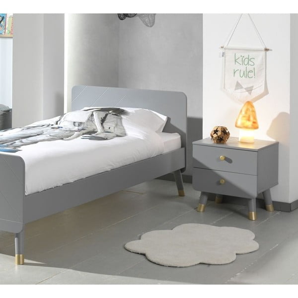 Comodino grigio per bambini in legno di pino Billy - Vipack-image-1