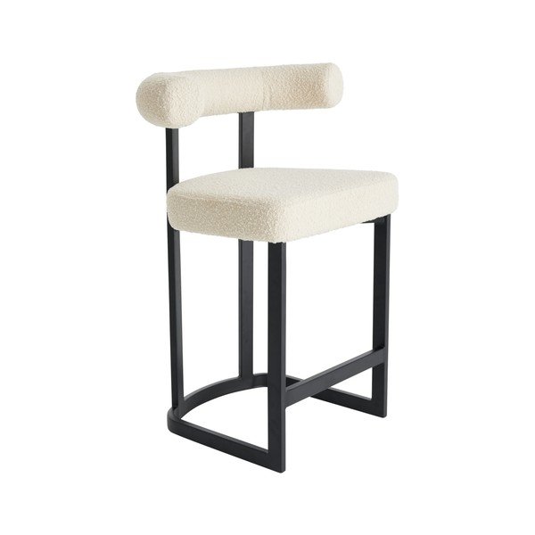 Sgabello da bar bianco e nero imbottito (altezza della seduta 66 cm) Parie – Ellos Home