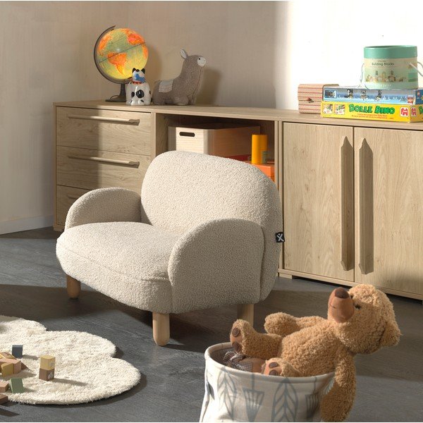 Divano per bambini beige con rivestimento in bouclé 89 cm Rocky – Vipack-image-1