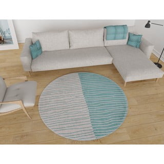 Tappeto rotondo lavabile in crema-turchese ø 80 cm Yuvarlak - Vitaus