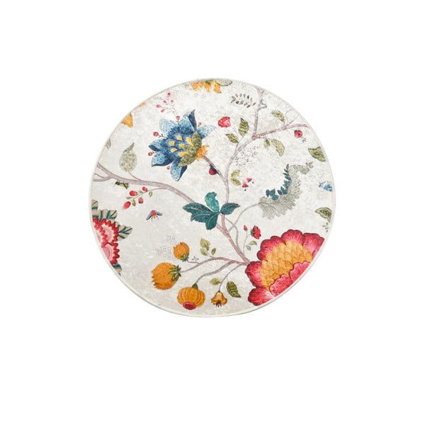 Tappetino per il bagno grigio in velluto ø 100 cm Vintage Flower – Foutastic