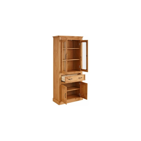 Vetrina marrone a quattro ante in legno di pino massiccio Suzie - Støraa-image-1