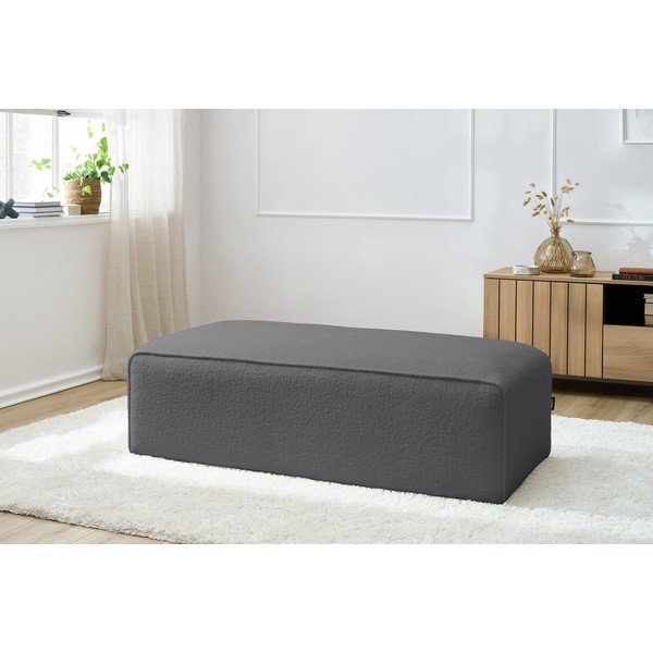 Poggiapiedi componibile grigio scuro con rivestimento in bouclé Megeve – Bobochic Paris-image-1