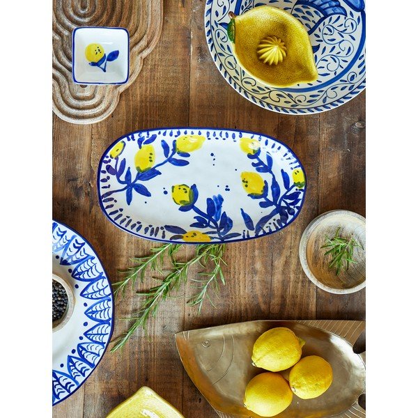 Piatto da portata bianco/blu in gres Maxima – Bloomingville-image-3