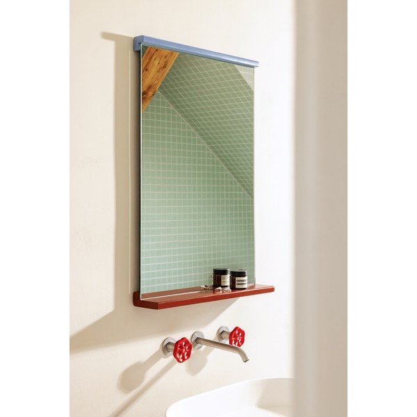 Specchio da parete con telaio in legno massiccio con ripiano  50x75 cm Lun – noo.ma-image-1