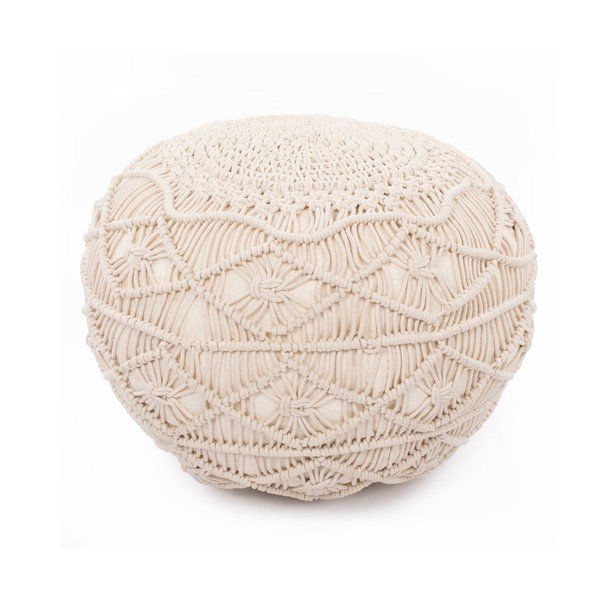 Pouf beige, altezza 35 cm Macramé - Tiseco Home Studio