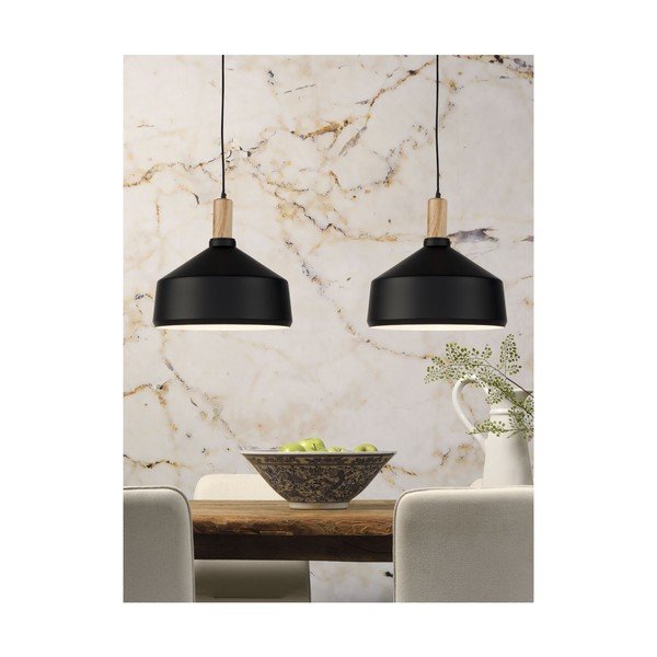 Lampada a sospensione con paralume in metallo nero e naturale ø 35 cm Melbourne - it's about RoMi-image-1