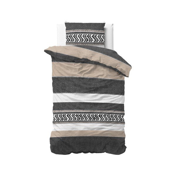 Lenzuolo singolo in cotone grigio Northern Stripe, 140 x 200/220 cm - Pure Cotton