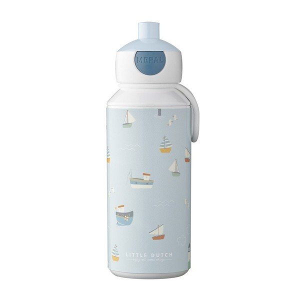 Bottiglia per bambini bianca/azzurra in plastica 400 ml Sailors Bay by Little Dutch – Mepal
