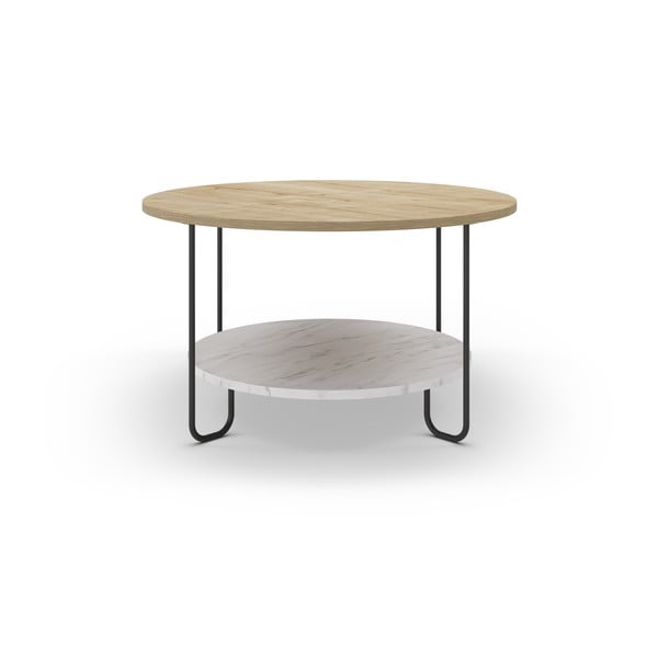 Tavolino rotondo con piano in rovere naturale ø 80 cm Tonka - Marckeric-image-3