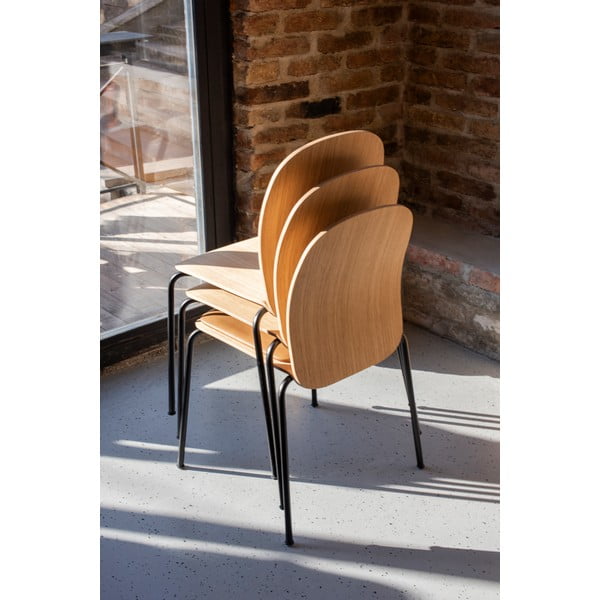 Sedie da pranzo in set marrone cognac/di colore naturale con effetto rovere impilabili 2 pz Book – Gazzda-image-1