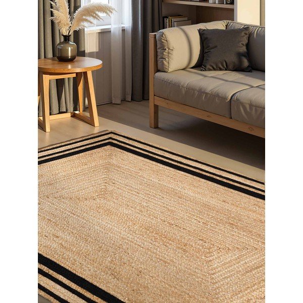 Tappeto nero/di colore naturale in iuta reversibile/tessuto a mano 120x170 cm Jutta – Hanse Home-image-1