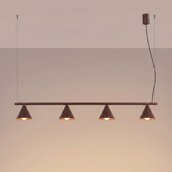 Lampadario marrone in acciaio Zylo – Sollux-image-4
