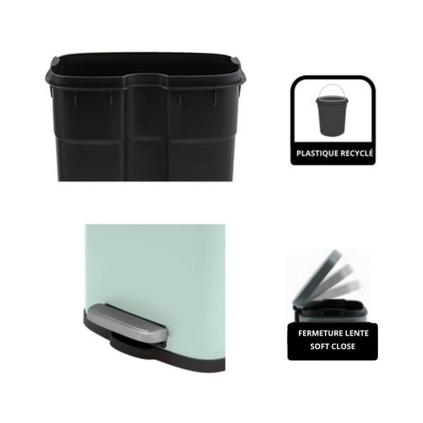 Cestino per la spazzatura color menta in acciaio con pedale 5 l   Akira – Spirella-image-2