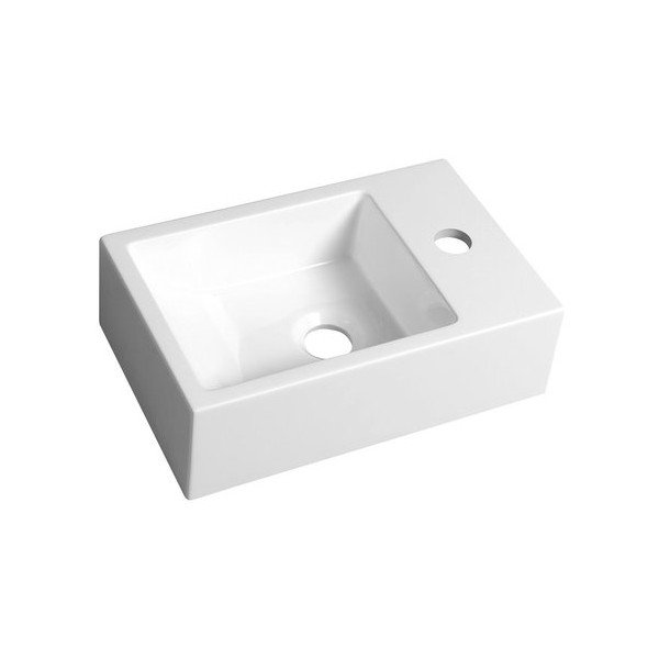 Lavabo piccolo bianco in marmo fuso, lato destro Alabama - Sapho