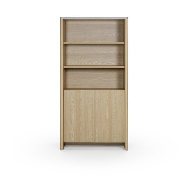 Libreria bianca/colore naturale chiaro con effetto rovere 90x180x48 cm Dore – Marckeric