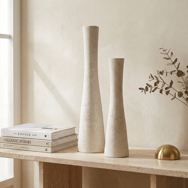 Vaso bianco in ceramica (altezza totale 40,5 cm) Cone – S|P Collection-image-1