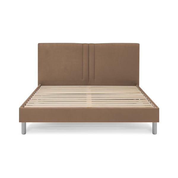 Letto matrimoniale imbottito marrone chiaro con griglia 180x200 cm Kerry - Bobochic Paris-image-2