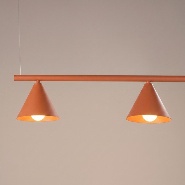 Lampadario color mattone in acciaio Zylo – Sollux-image-2