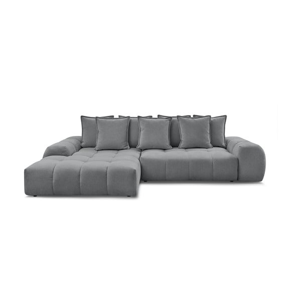 Divano angolare grigio scuro allungabile e con contenitore (penisola a sinistra/chaise lounge) con rivestimento in ciniglia Everest – Bobochic Paris