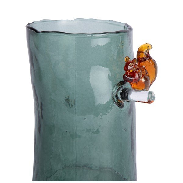 Vaso verde scuro in vetro (altezza totale 15 cm) Squirrel On Branch – PT LIVING-image-2