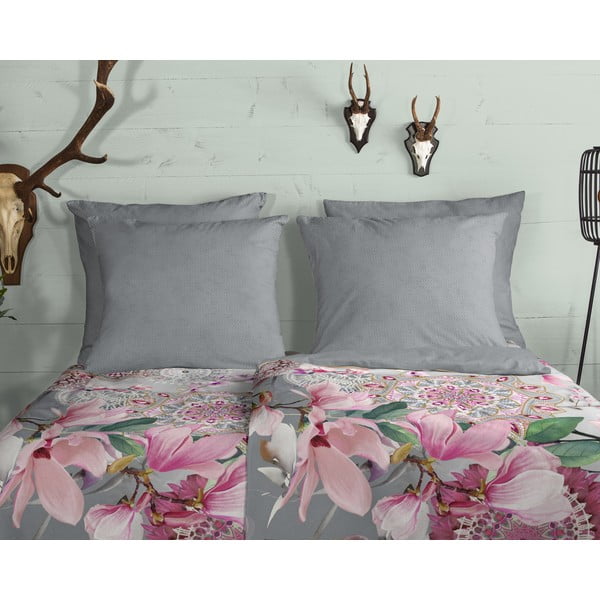 Biancheria da letto singola in flanella rosa e grigia 140x200 cm - HIP-image-2