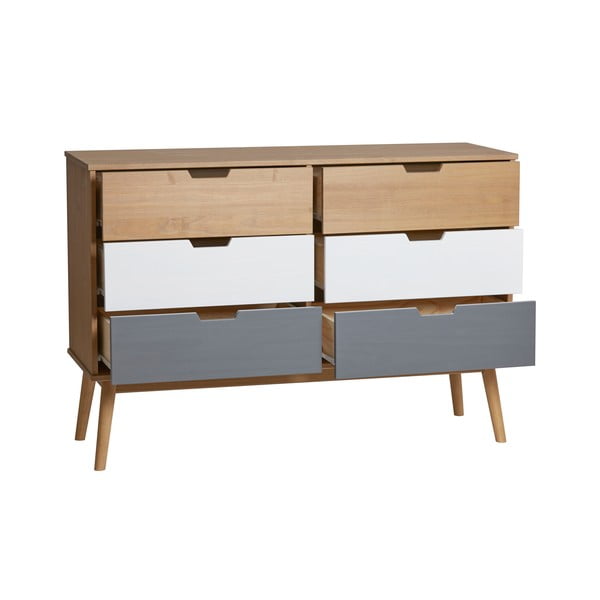 Cassettiera in legno di pino massiccio, larghezza 120 cm Cusco - Marckeric-image-3