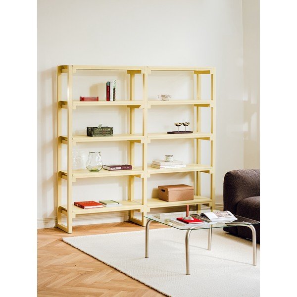 Scaffale giallo chiaro in faggio massiccio 184x180x37 cm Noru – noo.ma-image-1