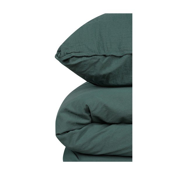 Biancheria da letto in mussola verde per letto matrimoniale 200x200 cm Stonewashed - Mijolnir-image-3