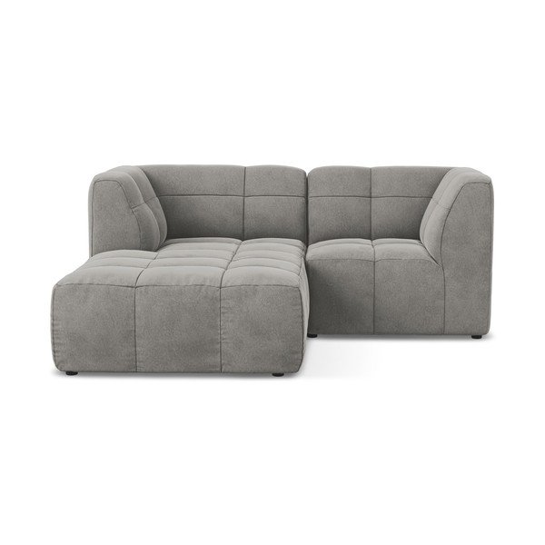 Divano angolare grigio (con penisola a sinistra/con chaise lounge) con rivestimento in velluto Aloha – Makamii