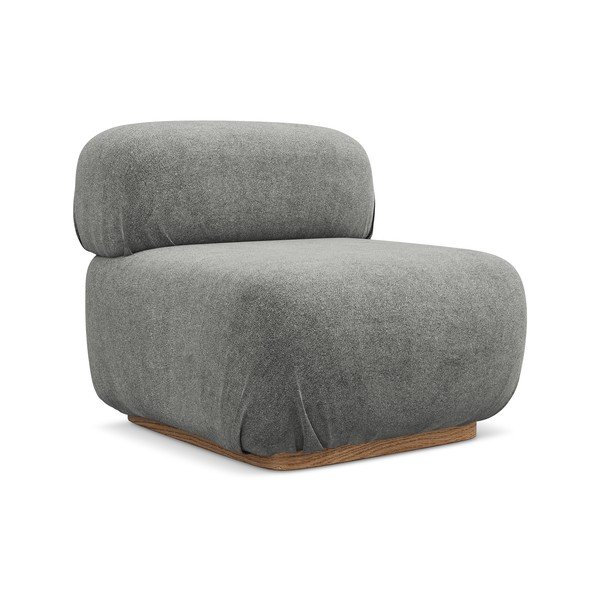 Parte divano componibile grigio con rivestimento in bouclé Ailani – Makamii-image-2