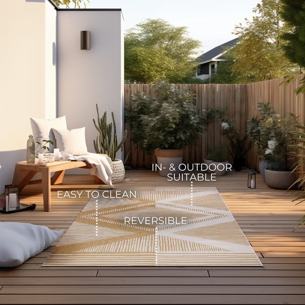 Tappeto da esterno giallo ocra e crema 80x150 cm Gemini - Elle Decoration-image-4