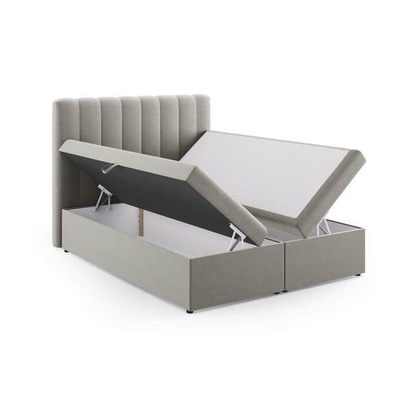 Letto boxspring grigio con contenitore 160x200 cm Gina - Milo Casa-image-3