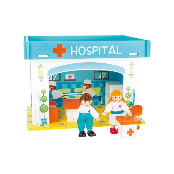 Ospedale con casetta da gioco in legno per bambini - Legler-image-1