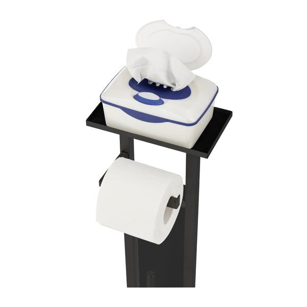 Porta carta igienica nero con spazzola in acciaio inox Debar - Wenko-image-3