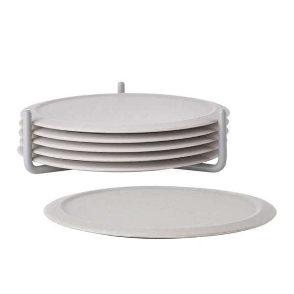 Sottobicchieri in silicone grigio chiaro in set da 6 con supporto Singles - Zone-image-2