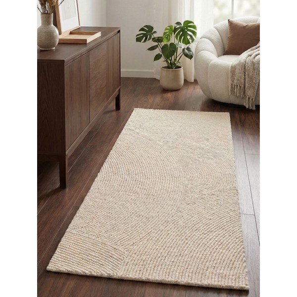 Passatoia colore naturale chiaro in lana tessuta a mano 80x200 cm Calmio – Hanse Home-image-1