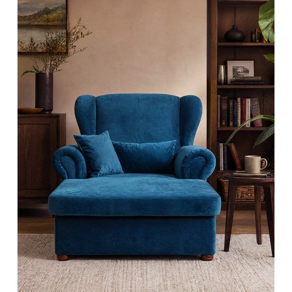 Poltrona blu con rivestimento in velluto Lord – Ropez-image-3