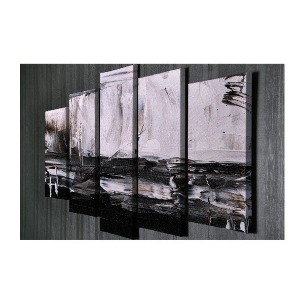 Quadro murale in 5 parti su tela Toni grigi - Vega-image-2