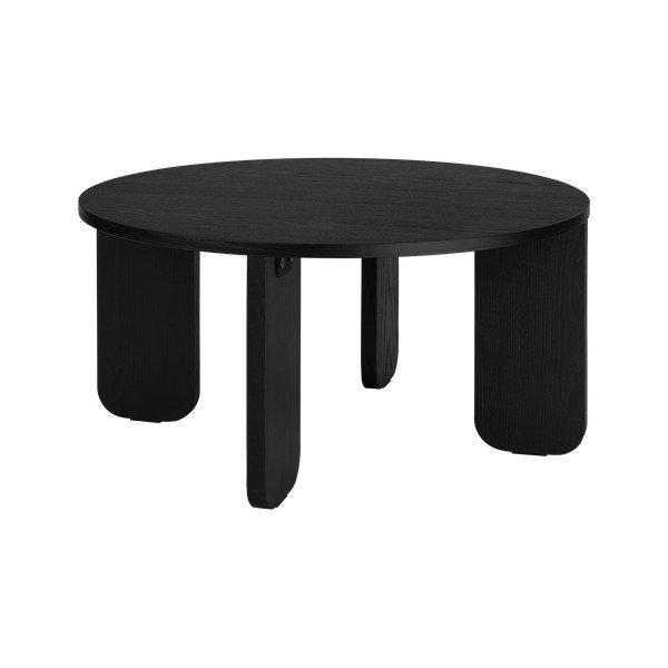 Tavolino da salotto rotondo nero con piano effetto rovere ø 75 cm Kuvu – noo.ma
