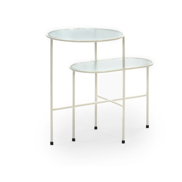 Tavolino bianco crema con piano in vetro Nix - Teulat