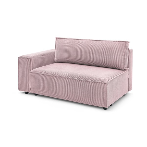 Modulo divano in velluto a coste rosa chiaro, angolo sinistro Nihad modular - Bobochic Paris