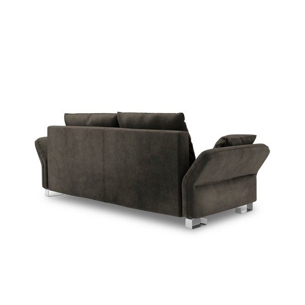 Divano letto a tre posti marrone scuro con rivestimento in velluto Pyxis - Windsor & Co Sofas-image-3