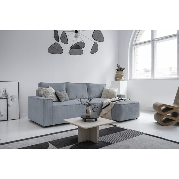 Divano letto angolare in velluto a coste grigio chiaro Brave Dave - Miuform-image-2