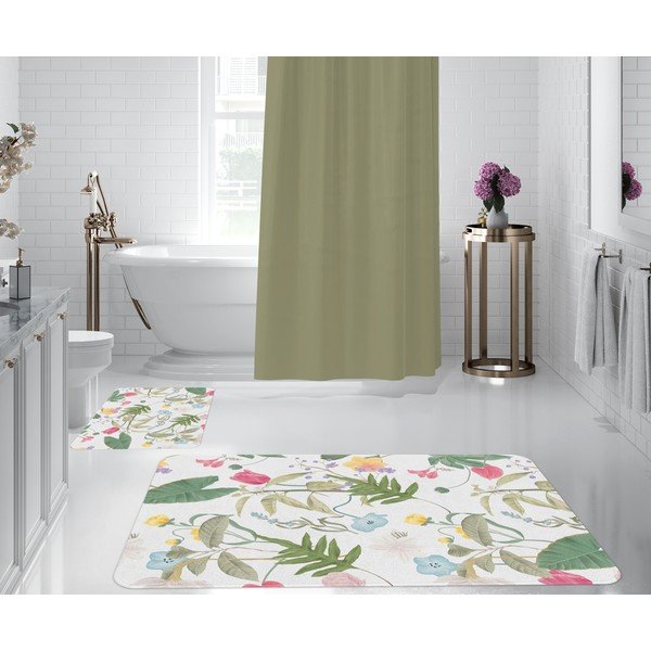Tappetini da bagno bianco-verde in set di 2 pezzi - Oyo Concept-image-1