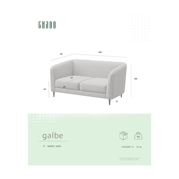 Divano in grigio chiaro 160 cm Galbe – Ghado-image-4